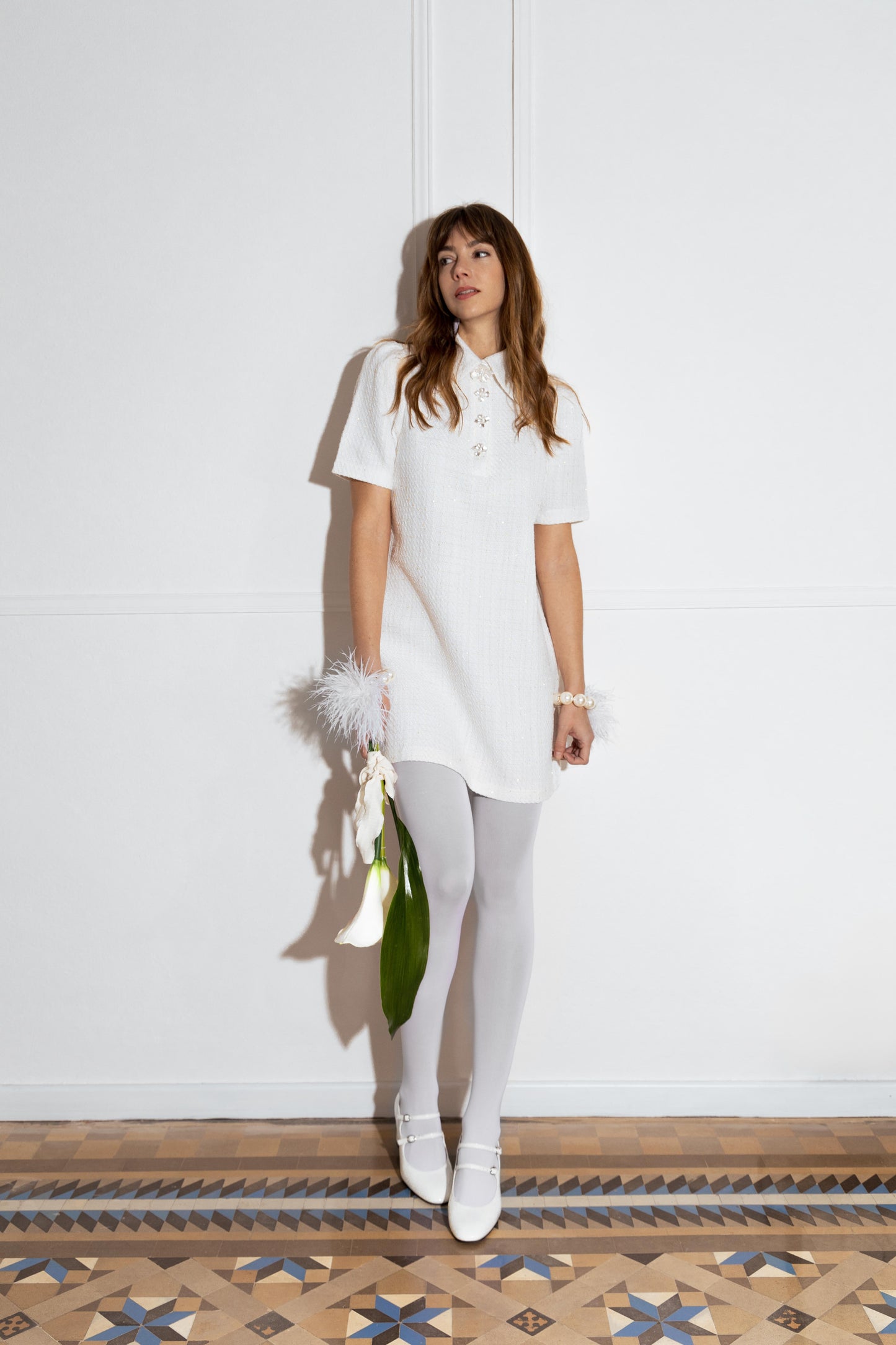 VESTIDO CORTO TWEED WHITE