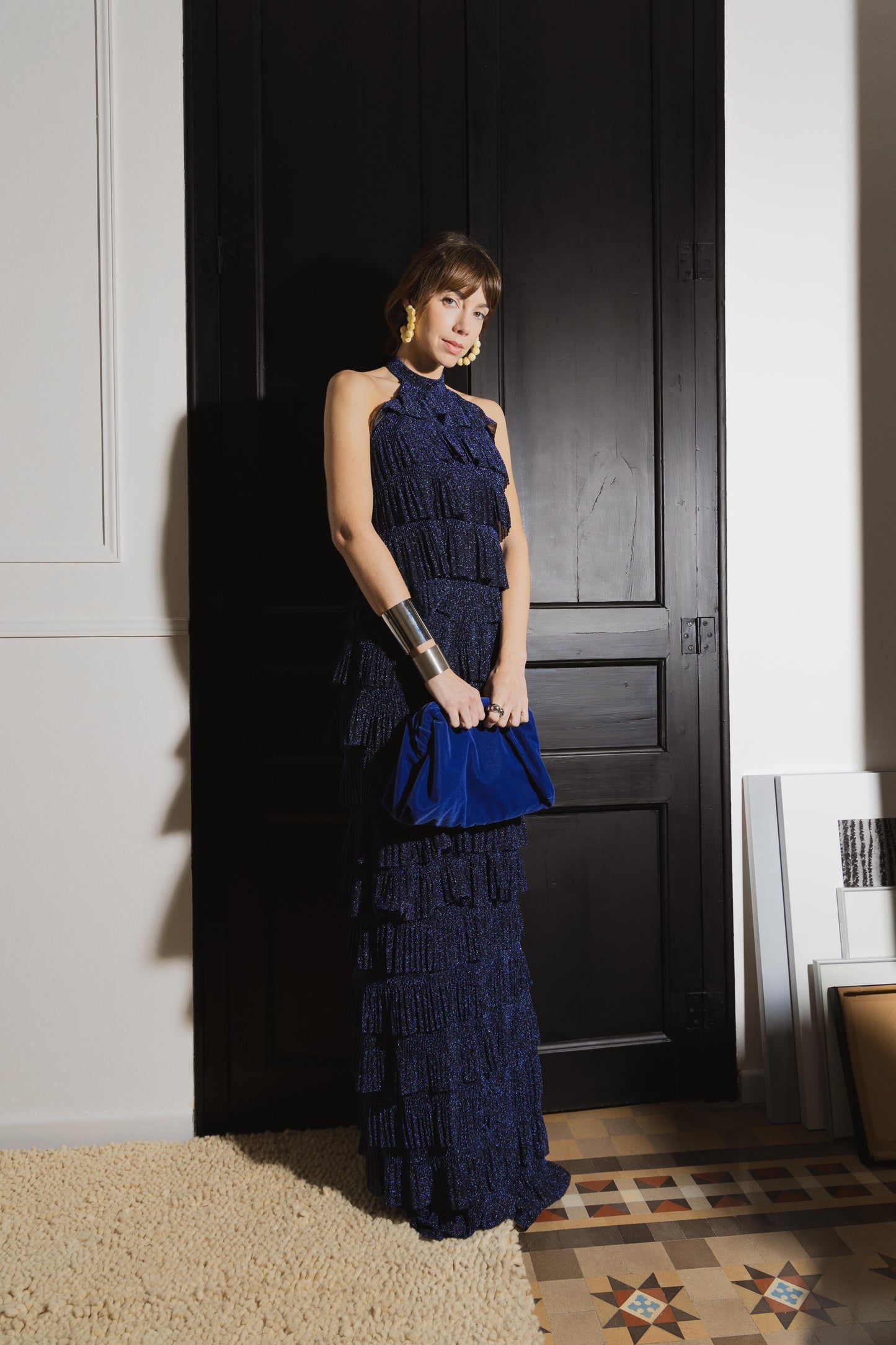 VESTIDO VOLANTES AZUL MARINO