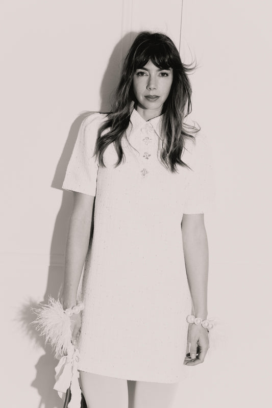 VESTIDO CORTO TWEED WHITE
